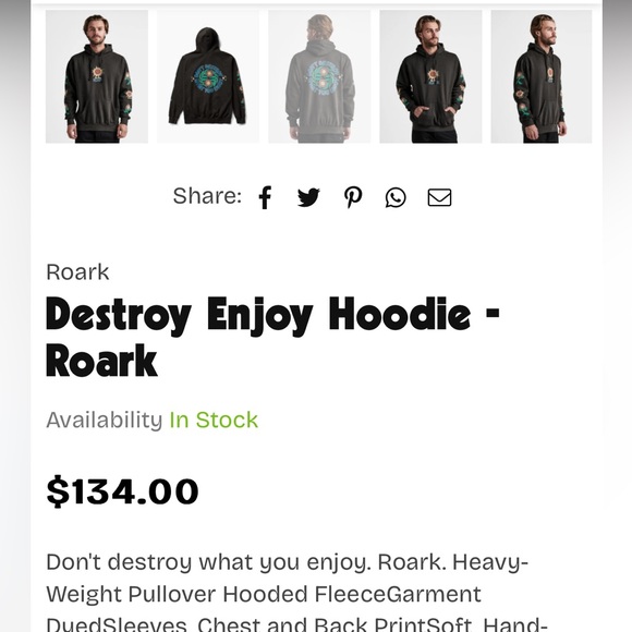 Roark Destroy Enjoy Hoodie. - Picture 7 of 7